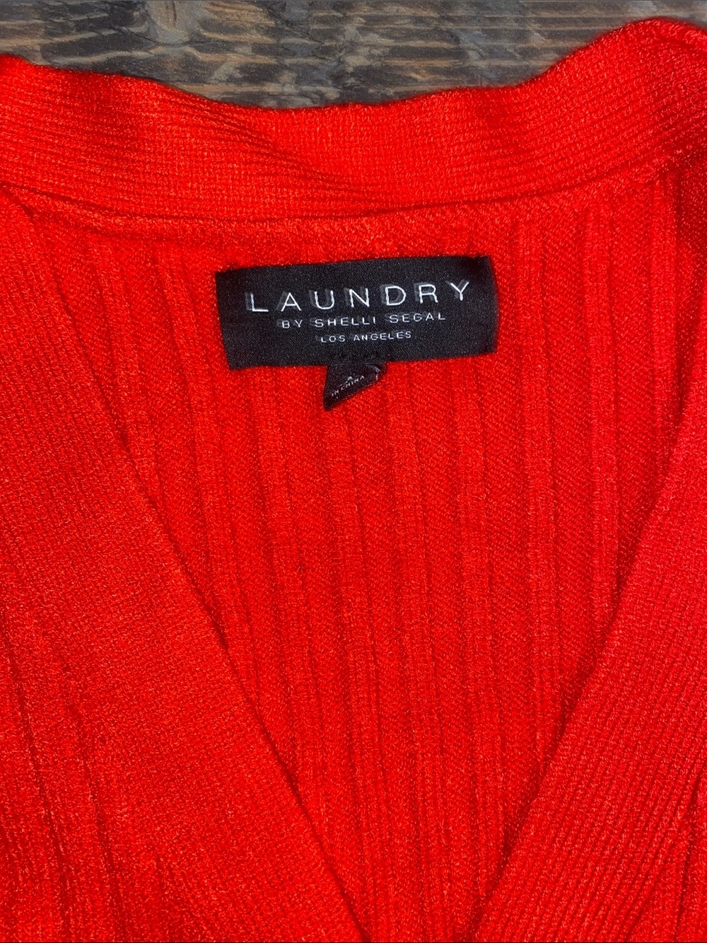 Laundry By Shelli Segal Bright Red Ribbed Ruffle-Trim Cardigan - Picture 2 of 4